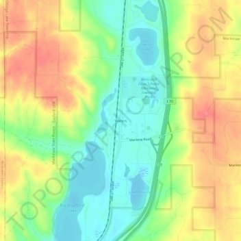 Mapa topográfico Waters, altitude, relevo