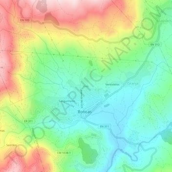 Mapa topográfico Eiró, altitude, relevo
