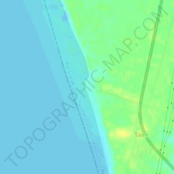 Mapa topográfico Praia da Capilha, altitude, relevo