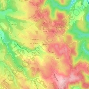 Mapa topográfico Le Treil, altitude, relevo