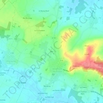 Mapa topográfico Lille, altitude, relevo