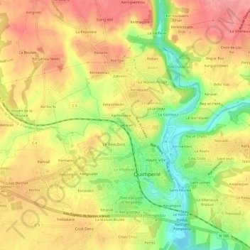 Mapa topográfico Coat-kaër, altitude, relevo