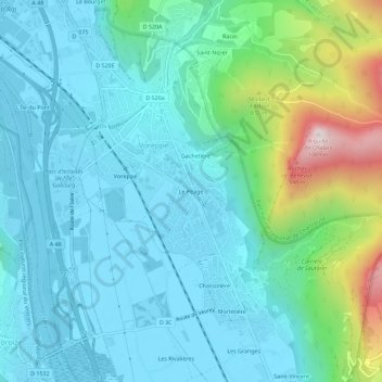 Mapa topográfico Le Péage, altitude, relevo