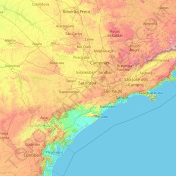 Mapa topográfico Rio Acima, altitude, relevo