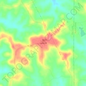 Mapa topográfico Sandfield, altitude, relevo