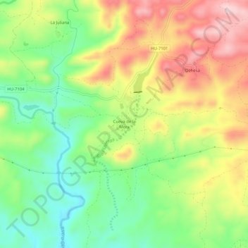 Mapa topográfico Cueva de la Mora, altitude, relevo