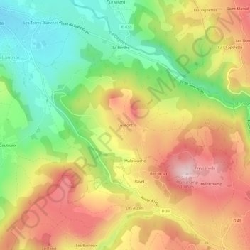 Mapa topográfico Le Mont, altitude, relevo