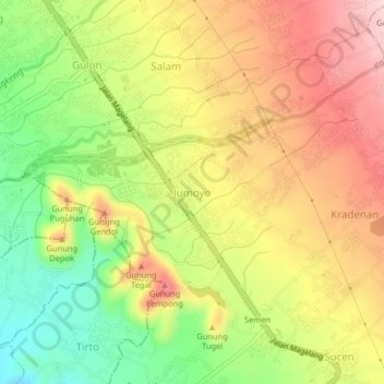 Mapa topográfico Jumoyo, altitude, relevo