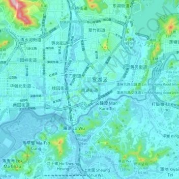 Mapa topográfico 南湖街道, altitude, relevo
