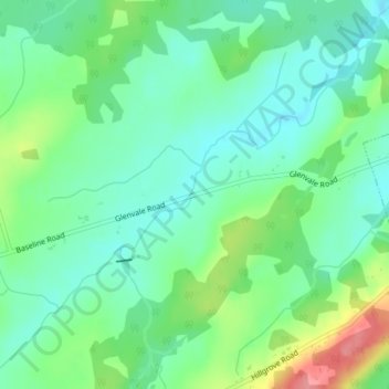 Mapa topográfico Glenvale, altitude, relevo