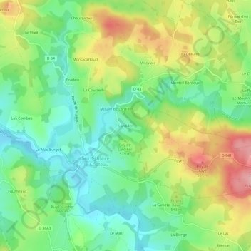 Mapa topográfico Lardiller, altitude, relevo