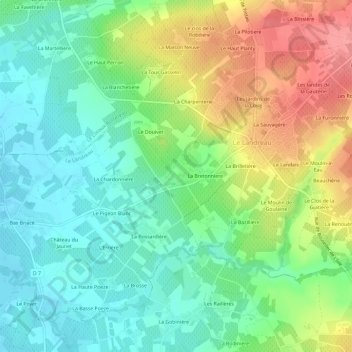 Mapa topográfico Briacé, altitude, relevo