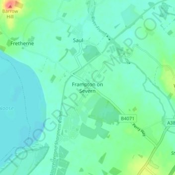 Mapa topográfico Frampton on Severn, altitude, relevo