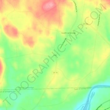 Mapa topográfico Lee, altitude, relevo