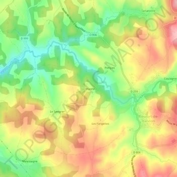 Mapa topográfico Le Mazelet, altitude, relevo