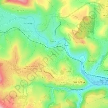 Mapa topográfico Pitot, altitude, relevo