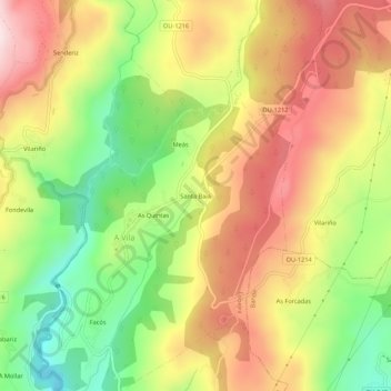 Mapa topográfico Santa Baia, altitude, relevo