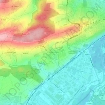 Mapa topográfico Grimmelfingen, altitude, relevo