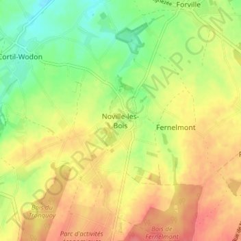 Mapa topográfico Noville-les-Bois, altitude, relevo