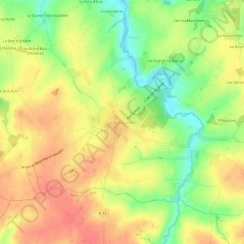 Mapa topográfico La Jubaudière, altitude, relevo