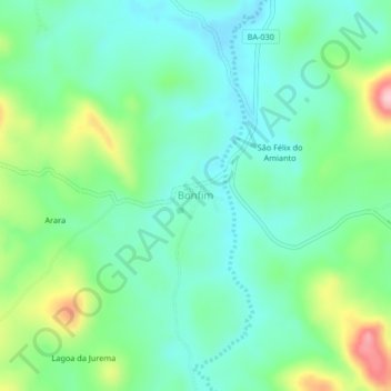 Mapa topográfico Bonfim, altitude, relevo