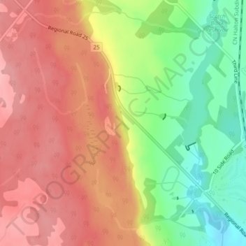 Mapa topográfico Niagara Escarpment, altitude, relevo