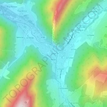 Mapa topográfico Le Plot, altitude, relevo
