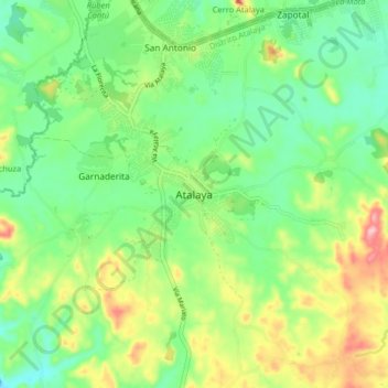 Mapa topográfico Atalaya, altitude, relevo