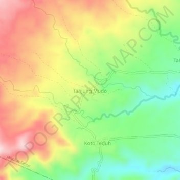 Mapa topográfico Tanjung Mudo, altitude, relevo