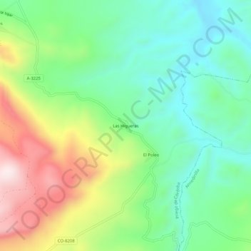 Mapa topográfico Las Higueras, altitude, relevo