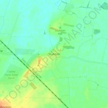 Mapa topográfico Stubton, altitude, relevo