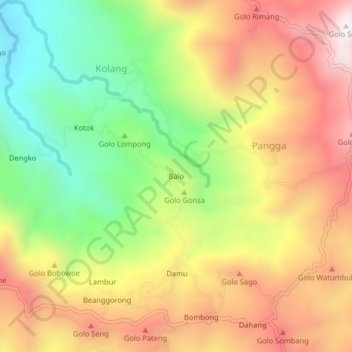 Mapa topográfico Balo, altitude, relevo
