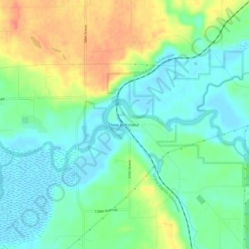 Mapa topográfico New Richmond, altitude, relevo