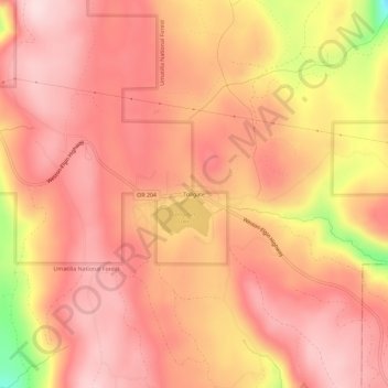 Mapa topográfico Tollgate, altitude, relevo