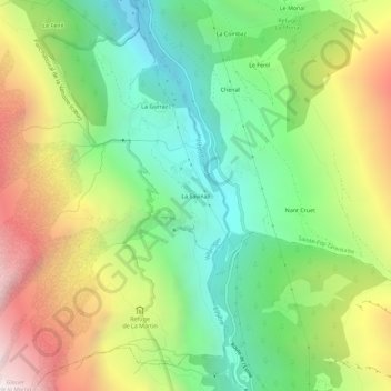 Mapa topográfico La Savinaz, altitude, relevo