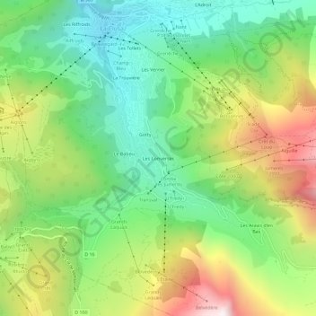 Mapa topográfico Les Converses, altitude, relevo