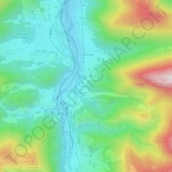 Mapa topográfico Las Sosses, altitude, relevo