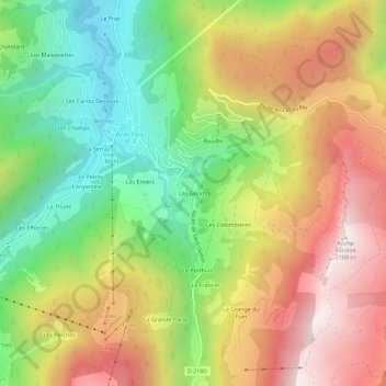 Mapa topográfico Les Gèrats, altitude, relevo