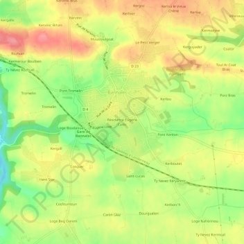 Mapa topográfico Résidence Eugène Cadic, altitude, relevo