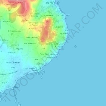 Mapa topográfico A Revolta, altitude, relevo
