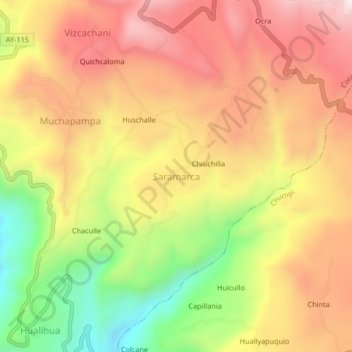 Mapa topográfico Saramarca, altitude, relevo