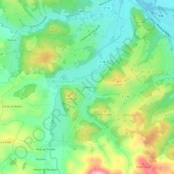 Mapa topográfico Couines, altitude, relevo