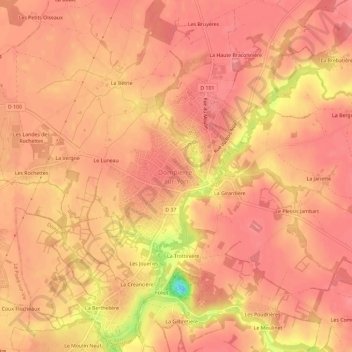 Mapa topográfico Dompierre-sur-Yon, altitude, relevo