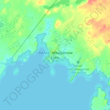 Mapa topográfico Weagamow Lake, altitude, relevo