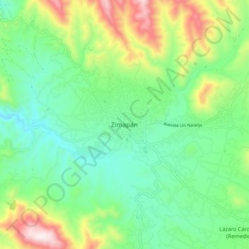 Mapa topográfico Zimapán, altitude, relevo