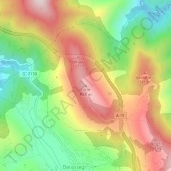 Mapa topográfico Larre, altitude, relevo