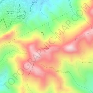 Mapa topográfico Alto da Serra, altitude, relevo