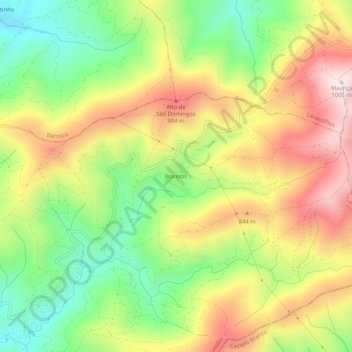 Mapa topográfico Boxinos, altitude, relevo