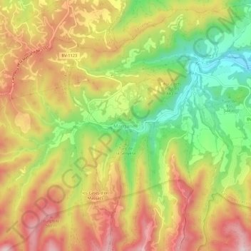 Mapa topográfico Marganell, altitude, relevo