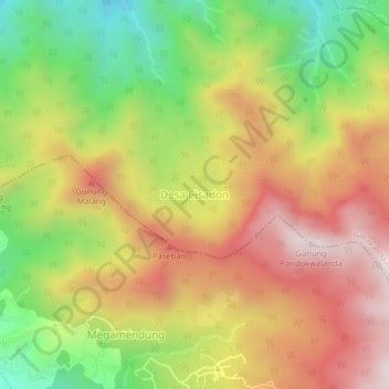 Mapa topográfico Desa Cisadon, altitude, relevo